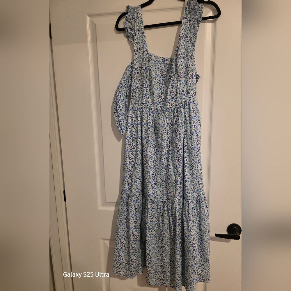 J. Crew Blue and White Floral Midi Sundress